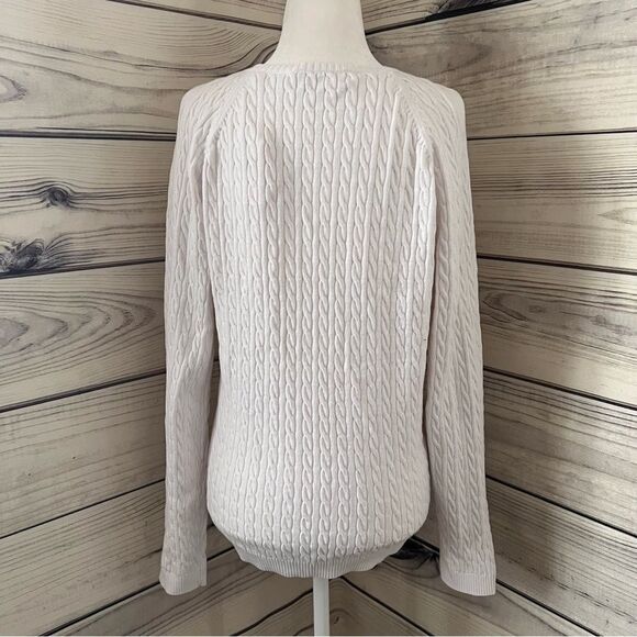 EP Pro White Cable Knit V Neck Sweater NWT - Picture 4 of 5